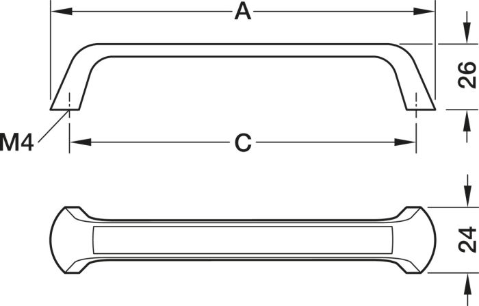 Ручка цам.мат.чорн.142x26мм 106.71.270, 106.71.270