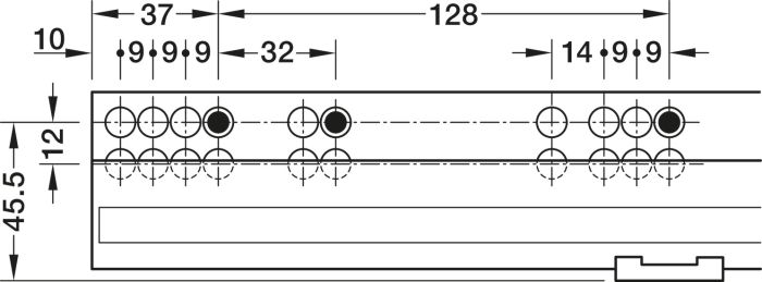 Прихована напрямна, Häfele Matrix Runner UM A 50, 550 мм повний висув до 50 кг, 433.04.527, Фото № 9 Прихована напрямна, Häfele Matrix Runner UM A 50, 550 мм повний висув до 50 кг, 433.04.527