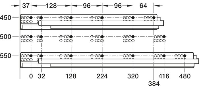 Прихована напрямна, Häfele Matrix Runner UM A 50, 550 мм повний висув, вантажопідйомність до 50 кг,з функцією Push-to-Open, 433.04.537, Фото № 10 Прихована напрямна, Häfele Matrix Runner UM A 50, 550 мм повний висув, вантажопідйомність до 50 кг,з функцією Push-to-Open, 433.04.537