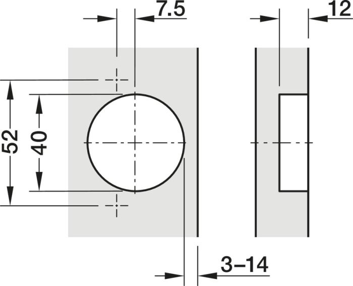 Петля накладна, чашка 40 мм., Hafele Metalla 510 A/SM 94° для дверей товщиною до 40 мм, 329.05.660 є аналогом до артикулу 329.05.605 та 329.05.640, 329.05.660
