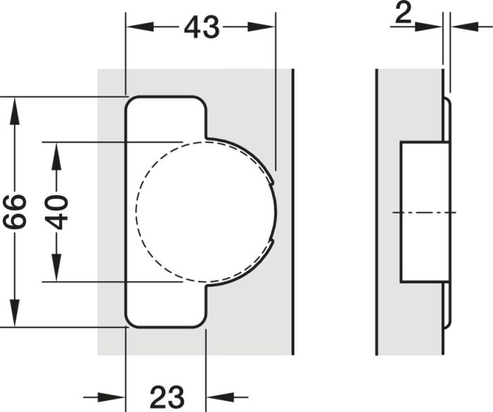 Петля накладна, чашка 40 мм., Hafele Metalla 510 A/SM 94° для дверей товщиною до 40 мм, 329.05.660 є аналогом до артикулу 329.05.605 та 329.05.640, 329.05.660