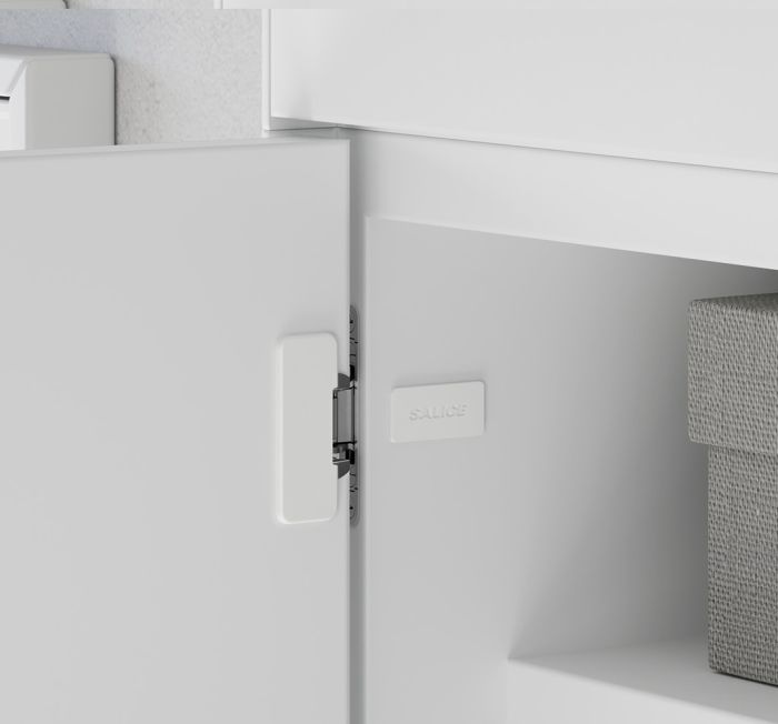 Меблева петля нікельвана 2 шт. комплект + заглушка 2 шт. біла, 94 гр., для дерев'яних дверей, для прихованого монтажу| для накладного монтажу, (329.20.701), 329.20.701