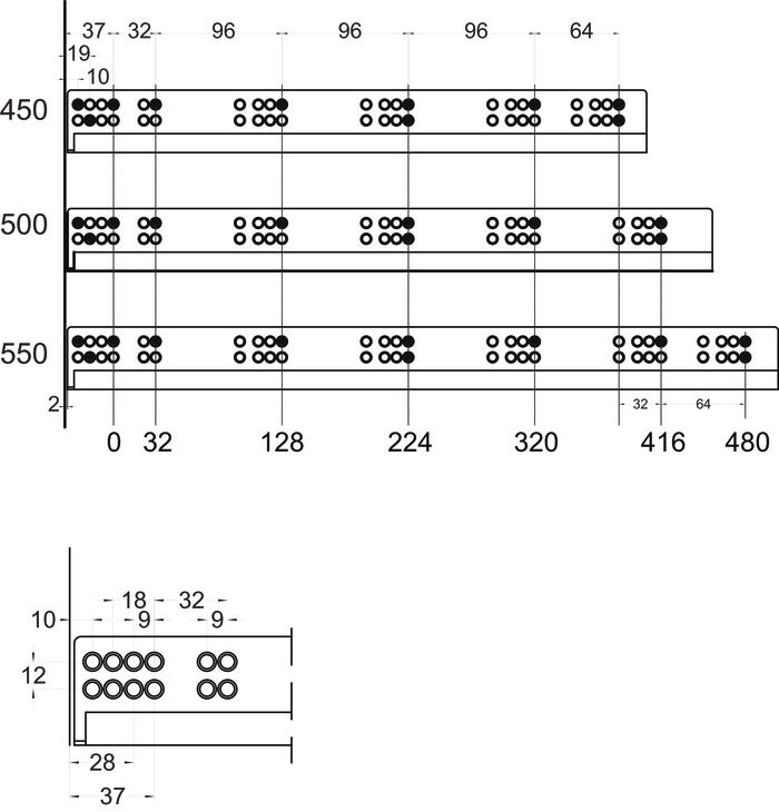 Прихована напрямна, Häfele Matrix Runner UM A 50, 550 мм повний висув, вантажопідйомність до 50 кг,з функцією Push-to-Open, 433.04.537, Фото № 3 Прихована напрямна, Häfele Matrix Runner UM A 50, 550 мм повний висув, вантажопідйомність до 50 кг,з функцією Push-to-Open, 433.04.537