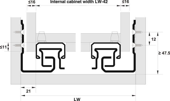 Прихована напрямна, Häfele Matrix Runner UM A 50, 500 мм повний висув, вантажопідйомність до 50 кг, 433.04.526, Фото № 4 Прихована напрямна, Häfele Matrix Runner UM A 50, 500 мм повний висув, вантажопідйомність до 50 кг, 433.04.526