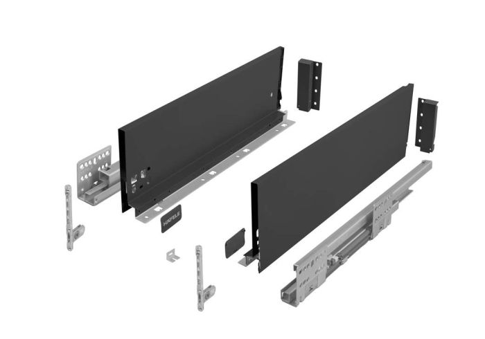 Комплект середньої шухляди Matrix S Slim 2.0 H135 L550, 35 кг, Антрацит, 514.13.226, 514.13.226