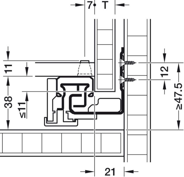Прихована напрямна, Häfele Matrix Runner UM A 50, 500 мм повний висув, вантажопідйомність до 50 кг, 433.04.526, Фото № 8 Прихована напрямна, Häfele Matrix Runner UM A 50, 500 мм повний висув, вантажопідйомність до 50 кг, 433.04.526