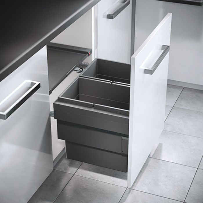 Відро для сміття з двома відділеннями, Double Bin, Hailo Cargo Synchro| Монтаж за фасадами, для шафи шириною: 600 мм, (502.58.506)  3924900090, 502.58.506