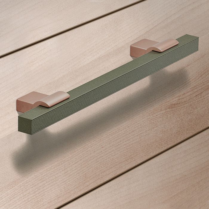 Ручка-дужка, алюминий,металево-зелений, основа: рожевого кольору, відстань між отворами: 160 мм, довжина: 242 мм, 100.00.651, 100.00.651