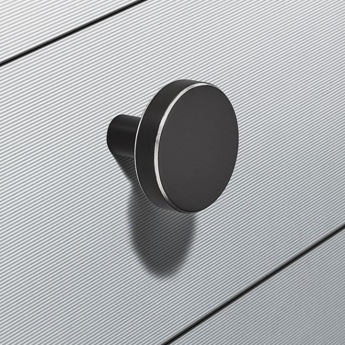 Ручка-кнопка,нержавіюча сталь, матова, вигляд вживаного матеріалу, лакована, чорна, висота: 25 мм, діаметр ручки: 32 мм, 100.00.204, 100.00.204