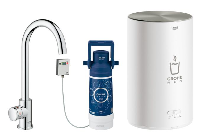 Одноважільний змішувач, змішувач, Grohe Red® Mono| Для кип'ятіння води, С-вилив, хромований бойлер на 4 л, (569.46.200), аналог до арт. (569.33.210), 569.46.200
