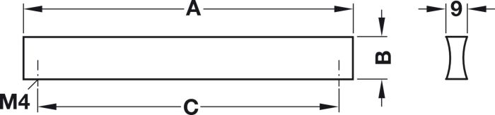 Ручка-планка, алюміній,чорний колір, RAL 9005, покриття, матове, розмір A: 140 мм, розмір B: 18 мм, розмір C: 128 мм, 155.02.572, 155.02.572