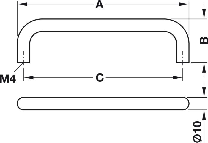 Ручка сталь , круглий, розмір A: 170 мм, розмір B: 35 мм, розмір C: 160 мм, чорний лакований матовий, 155.02.543, 155.02.543