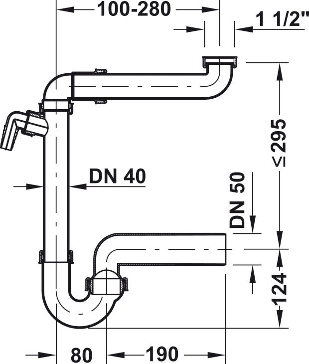 Компактний сифон 11/2"xDN50| вилив: DN 50, білий, (565.96.003), 565.96.003