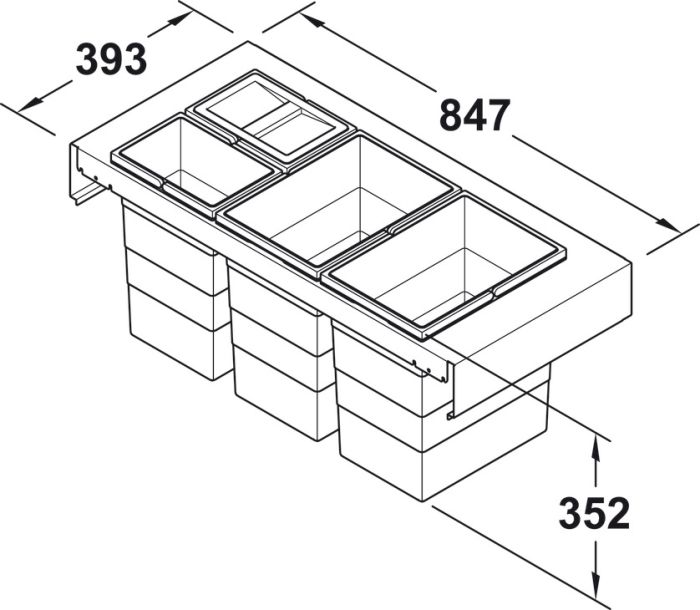 Набір смітників на чотири відділення, 2 x 10 і 2 x 20 літрів – Hailo Zargen Cargo Legrabox| Монтаж позаду фасадів, для підключення до висувних систем, (502.07.505), 502.07.505