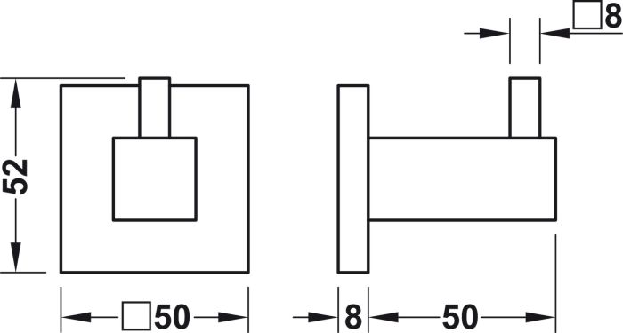 Гачок для рушника, квадратний,колір графітово-чорний, 980.60.643, 980.60.643