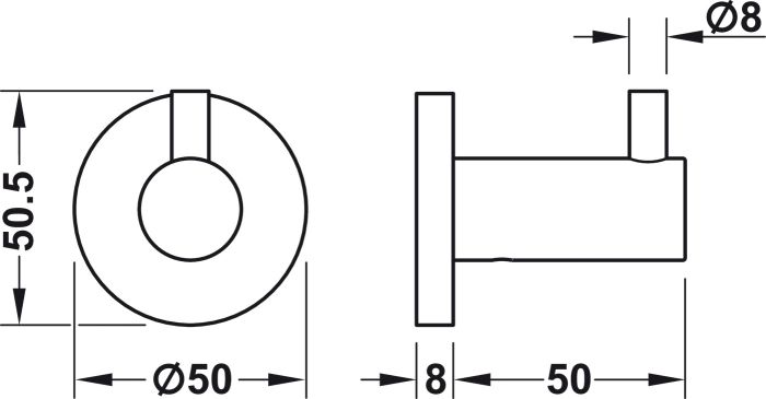 Гачок для рушника, круглий, колір графітово-чорний, 980.60.773, 980.60.773