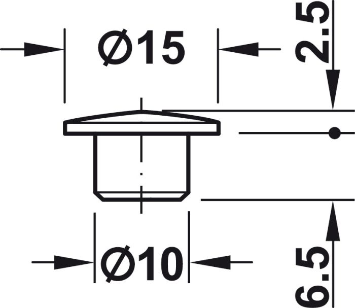 Заглушка дерев. D15 мм, для отв. D10 мм, дуб (045.33.450), 045.33.450
