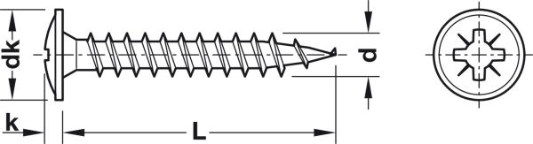 <p>Шуруп для задньої панелі повністю різьблений, PZ2, довжина: 16 мм, діаметр різьби: 3 мм</p>
