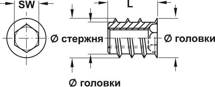 Вкручувальна муфта, сталь, без кришки, Внутрішня різьба: M8, довжина: 15 мм, 030.07.066, 030.07.066