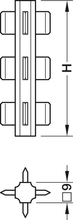 З'єднувач для внутрішніх роздільників шухляд, Matrix Extra DD, антрацит, висота: 60 мм, 2 сторони, 556.11.452, 556.11.452