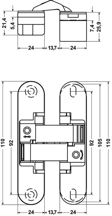 Петля прихована AN 150 3D колір: білий 180 гр. вага дверей: 40 кг, 927.56.027
