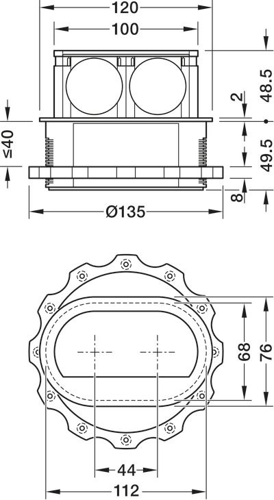 Розетковий елемент, висувний,що опускається, 230 В, для встановлення над шухлядою, 2 x розетки Schuko F (DE), чорна кришка, 820.52.731, 820.52.731