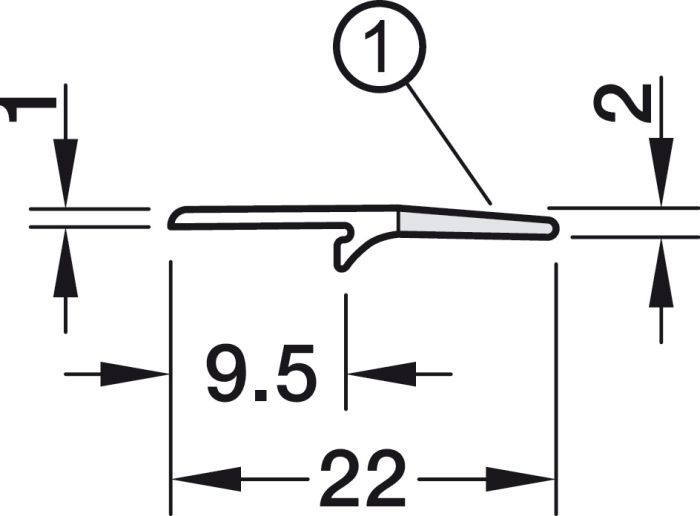 Ущільнювальний профіль, для склеювання, 22 x 1 мм, білий, подібний до RAL 9016, 239.91.710, 239.91.710