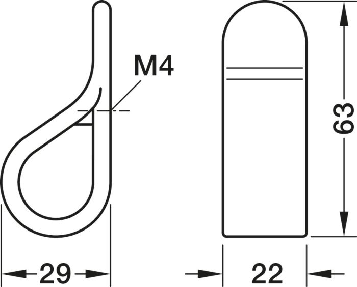 Ручка-кнопка, цамак,матовий, чорний колір, RAL 9004, довжина: 22 мм, ширина: 63 мм, висота: 29 мм, 132.16.301, 132.16.301