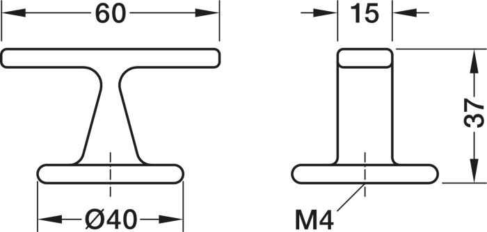 Ручка-кнопка, цамак,цамак, текстурований, чорний, довжина: 60 мм, ширина: 15 мм, висота: 37 мм, 132.16.450, 132.16.450