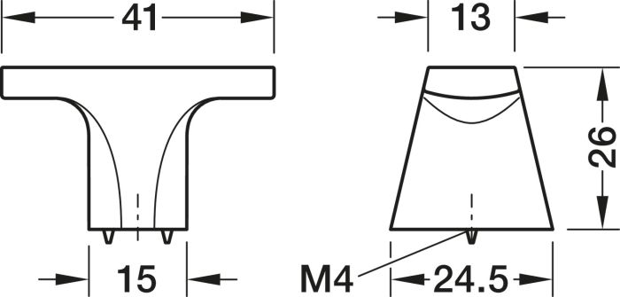 Hafele Deco H2560, цамак,матовий текстурований, лакований, перлинно-білий, RAL 1013, довжина: 41 мм, ширина: 15 мм, висота: 26 мм, 106.71.324, 106.71.324