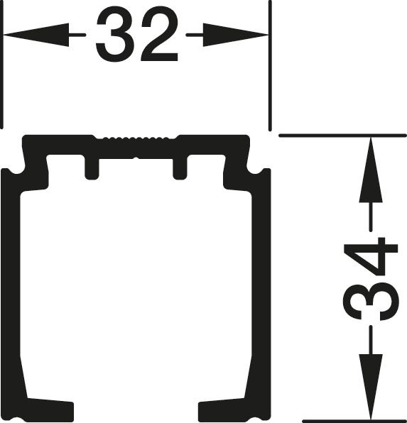 Одинарна ходова шина, перфорована, Ш x В: 32 x 34 мм для Hafele Slido D-Line11 160P / 160C / 160I / 160L, алюміній, сріблясто-анодований, довжина 3000 мм, 941.62.701