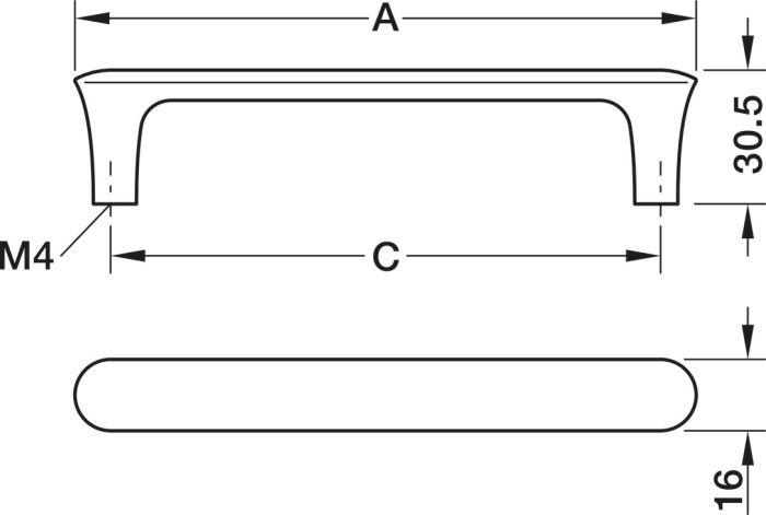 Меблева ручка, Hafele Deco H2520, дуб, тонований чорний, розмір A: 144,5 мм, розмір B: 31 мм, розмір C: 128 мм, 106.71.591