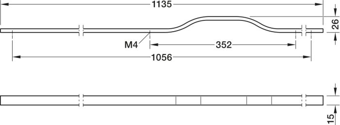 Ручка-планка, чорний колір, RAL 9005, матовий, 100.00.824, 100.00.824