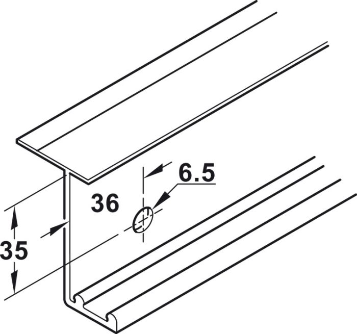 Фурнітура для розсувних дверей, Häfele Slido F-Line42 50A, Для дерев'яних розсувних дверей, передня панель, для дверного полотна вагою до 50 кг, передня панель, для 2 дверних стулок, з механізмом плавного закриття з одного боку, товщина дверного полотна 16–22 мм, 400.51.562 складається (400.51.532 + 400.51.543), 400.51.562