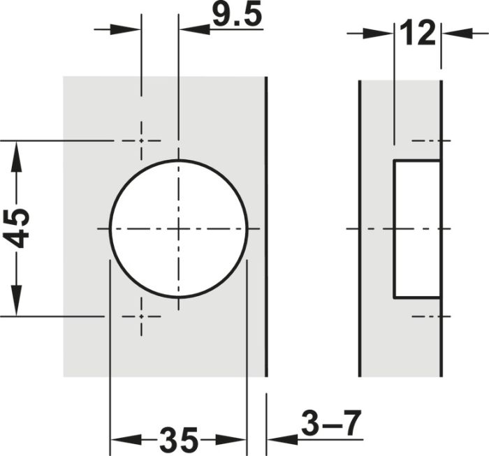 Петля внутрішня, з демпфером, METALLA SM 540 110гр. сталь нікельована, 45/9.5 під шуруп 311.05.002, 311.05.002