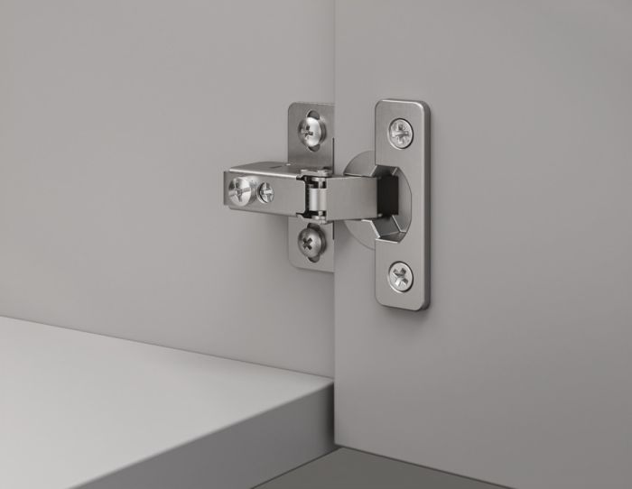 Петля з коротким плечем, Hafele Metalla 130 Mini SA, для безпосереднього вкручування в легкі матеріали товщиною дверей від 12 мм, кут відкриття 95гр. , 343.80.709, 343.80.709