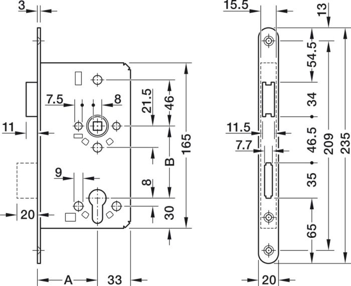 Магнітний врізний замок, РС, для житлової зони, 911.07.382, 911.07.382