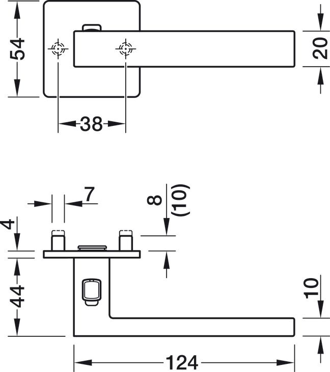 Комплект дверних ручок Hafele Startec LDH 0160-S з інтегрованим механізмом блокування, чорний, подібний до RAL 9005, лівий обмежувач, 903.14.303, 903.14.303