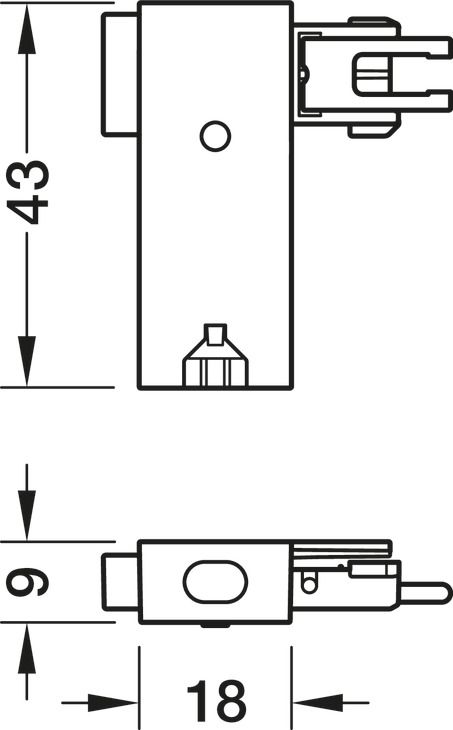 Вбудований датчик дверей, 24 В, 2-контактний, окремий компонент, для встановлення освітлення шухляди, Для 2-контактних світлодіодних стрічок, 8 мм, регульований білий колір, 2-провідна технологія, автоматичне вимкнення., 833.75.786, 833.75.786