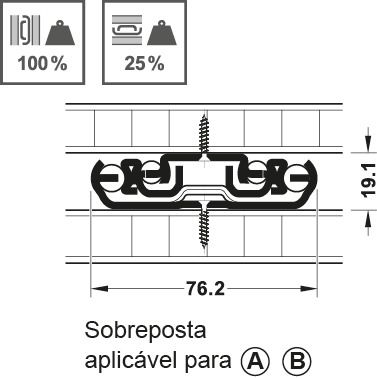 Кулькові напрямні, повного висуву, вантажопідйомність до 325 кг, сталь, бічне або накладне кріплення, з механізмом блокування в закритому та висунутому положеннях, фронтальне керування за допомогою центрального важеля, монтажна довжина: 400 мм, 420.78.064, 420.78.064