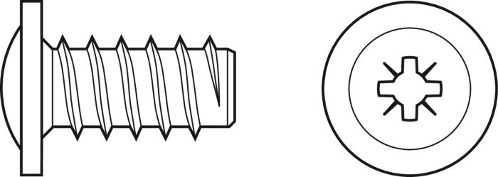 Шуруп для кріплення панелей, плоска головка, PZ, сталь, повне різьблення, для отворів диаметр 6 мм у пластиці, PZ2, Довжина: 12 мм, 013.12.153, 013.12.153