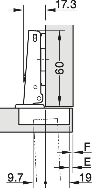Накладна петля, Hafele Metalla 510 A/SM 94гр., для профільних дверей до 40 мм, кутовий обмежувач, 329.05.665, 329.05.665