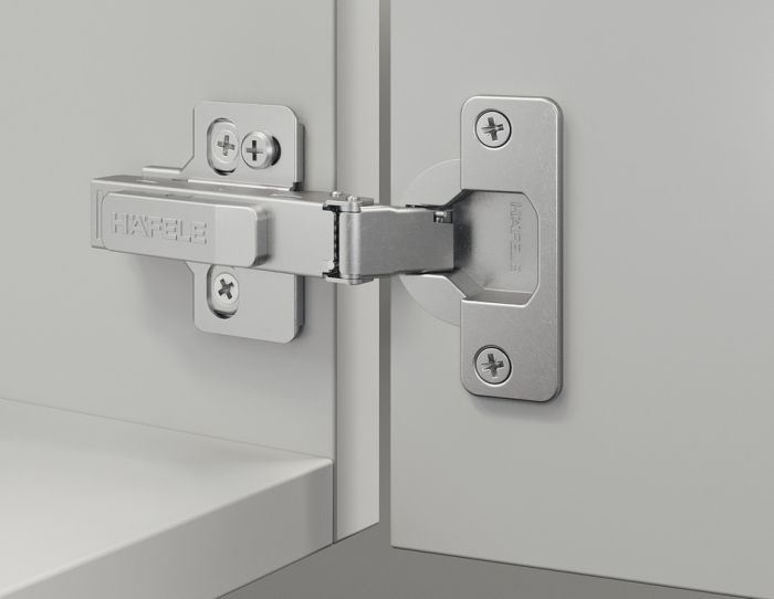Петля Hafele Metalla 310 SM 110гр., напівнакладне кріплення/подвійне кріплення| для стандартного застосування, з механізмом плавного закриття, для кріплення гвинтами, схема свердління 48/6, чорний, 311.04.652, 311.04.652