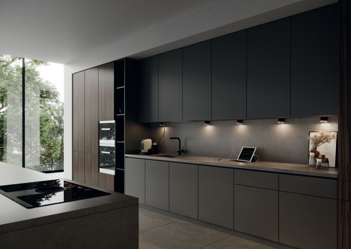 Накладний світильник для торцевого монтажу, LED 1167 24 В 2-контактний (монохромний), круглий, 5 Вт, з регульованою яскравістю, теплий білий-холодний білий 2700-4000 K, чорний, ефект Soft-Touch, із зарядною станцією USB, 833.32.043, 833.32.043