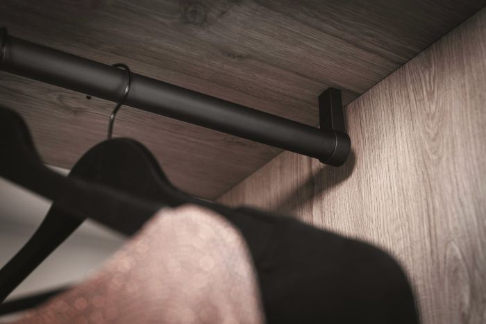 Опора для гардеробної штанги, для гардеробної штанги Mira, чорний, матовий, 801.93.920, 801.93.920