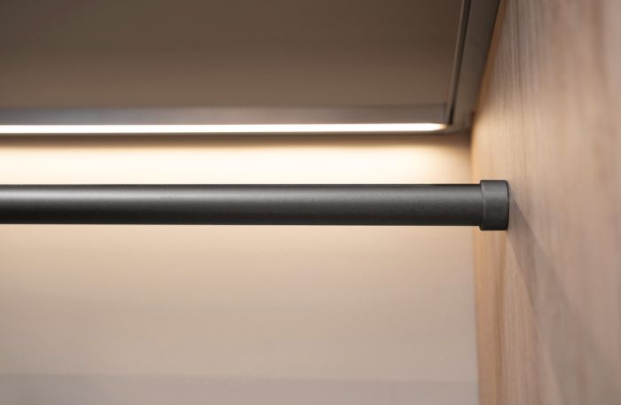 Опора для гардеробної штанги, для гардеробної штанги Mira, чорний, матовий, 801.93.923, 801.93.923