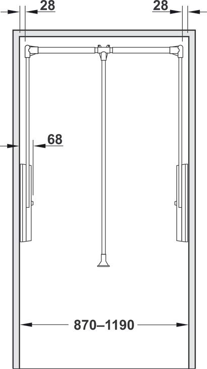 Гардеробний ліфт Професійний, вантажопідйомність 15 кг, для монтажу на бічну панель, для внутрішньої ширини шафи: 870-1190 мм, чорний, 805.24.530, 805.24.530
