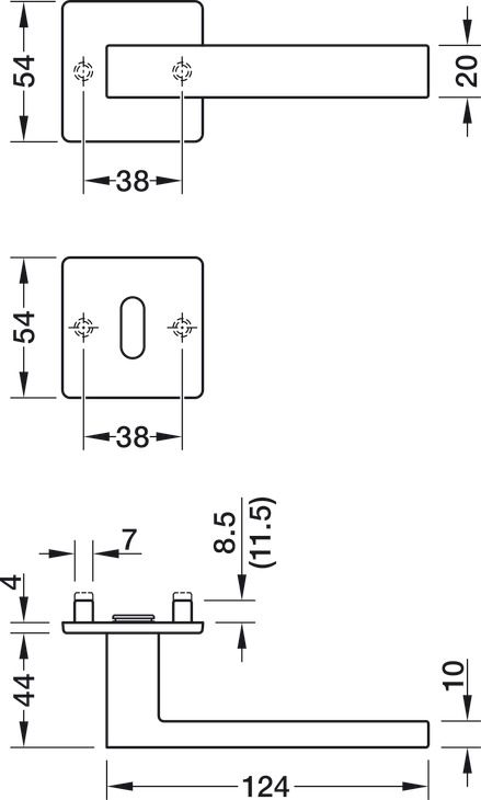 Комплект дверних ручок, Hafele Startec LDH 2160, Набір для дверей у ванну кімнату, без індикаторного диска, сатин, 903.83.954, 903.83.954