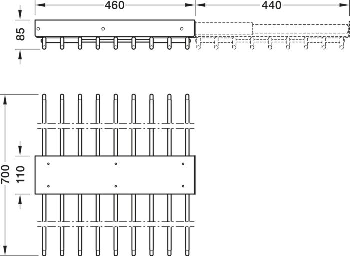 Вішалк для штанів, висувний, на 18 пар штанів, Сріблястого кольору, хромоване покриття, 805.48.240, 805.48.240