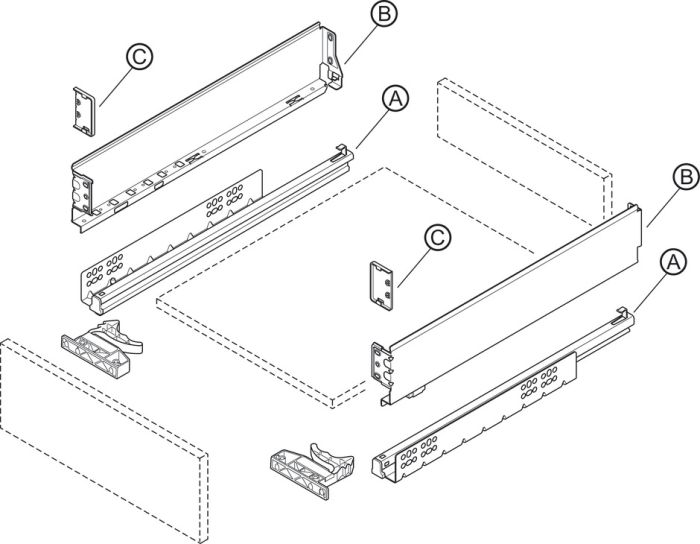Бокова царга Hafele Matrix Box Single, білий, без направляючої , висота: 120 мм, номінальна довжина: 300 мм, 514.41.701, 514.41.701
